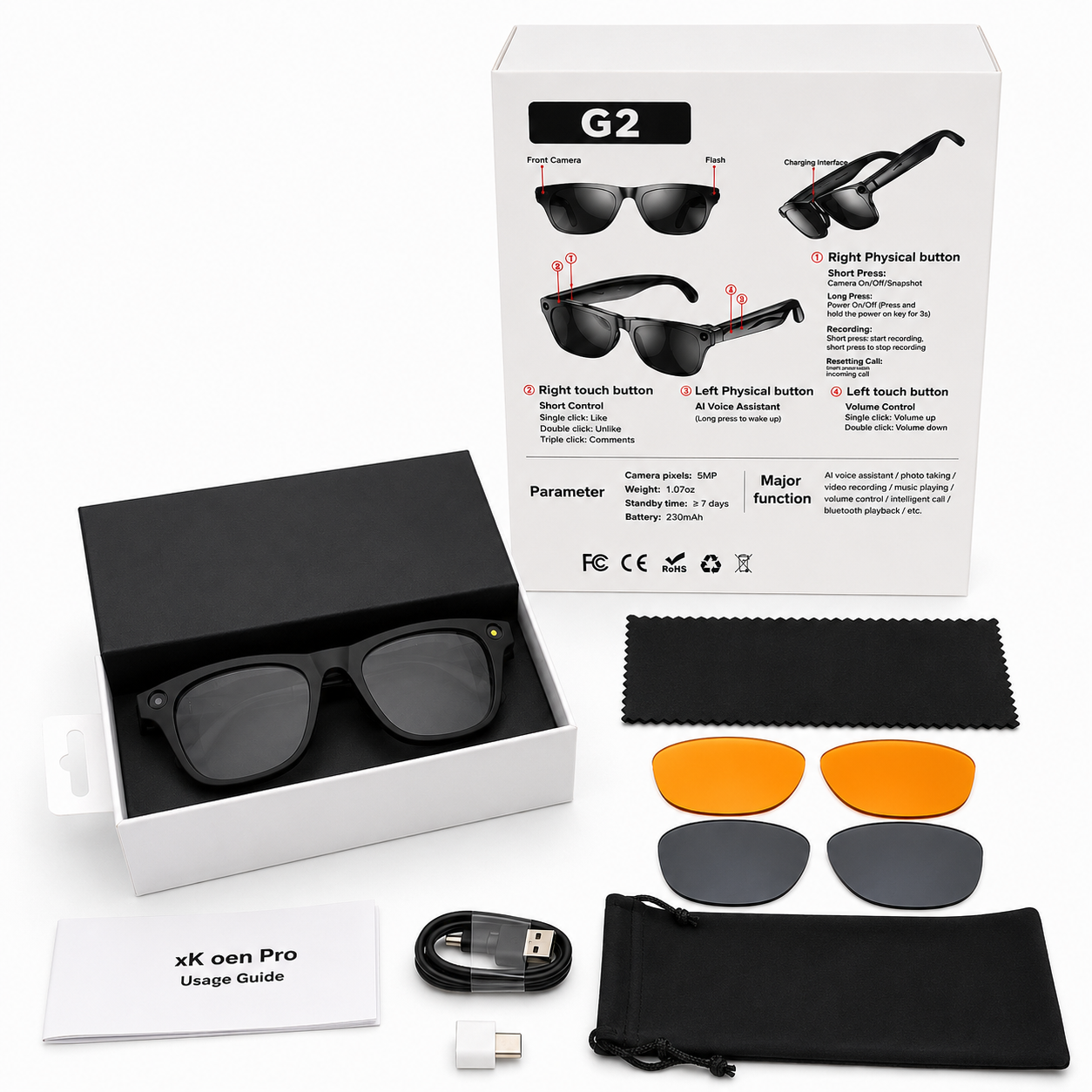 AI Smart Glasses With Real-Time Translation & HD Camera